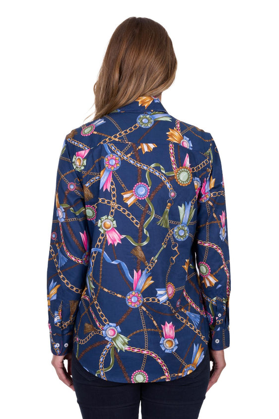 Hard Slog Womens Jolie Full Placket Long Sleeve Shirt - Navy [Siz:8]