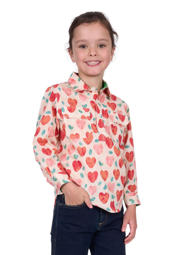 Hard Slog Kids Mira 1/2 Plkt Long Sleeve Shirt - Multi [Siz:4]