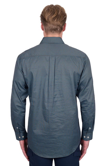 Hard Slog Mens Shirt 1/2 plkt L/S - Black/Blue [Siz:S]