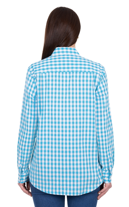 Hard Slog Womens Shirt Full PLKT L/S, Fay - Blue/White [Siz:8]