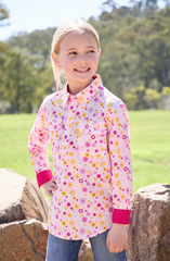 Thomas Cook Kids Shirt 1/2 plkt L/S - Pink Daisy [Siz:4]