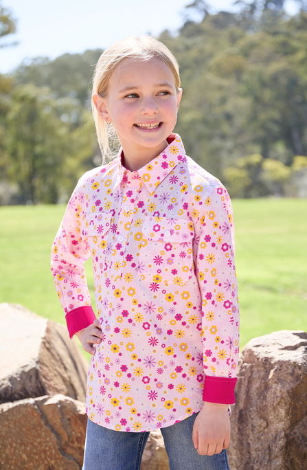 Thomas Cook Kids Shirt 1/2 plkt L/S - Pink Daisy [Siz:4]