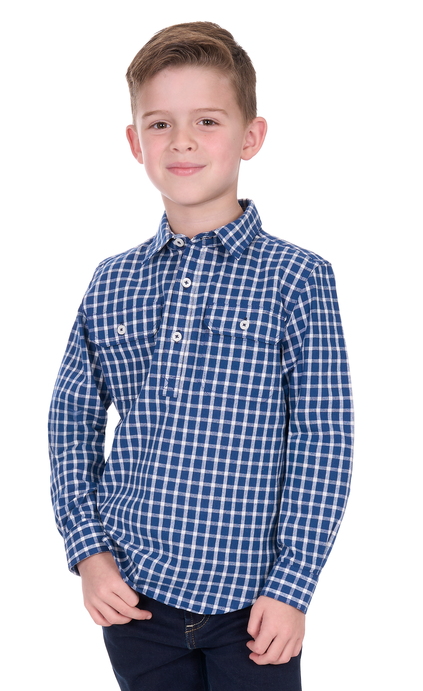 Hard Slog Kids L/S Shirt, Alden - Blue/White Check [Siz:4]