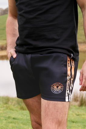 Bullzye Mens Bullring Sports Short - Black/Orange [Siz:S]