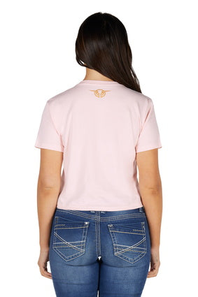 Bullzye Womens Evie Crop Short Sleeve Tee - Blush [Siz:8]