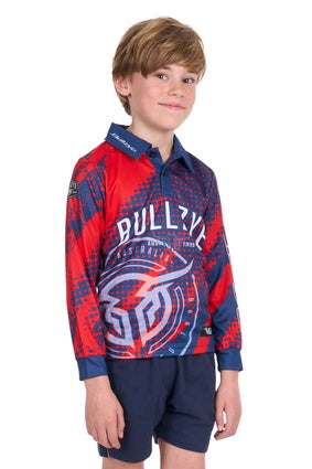 Bullzye Boys Long Sleeve Polo - Red/Blue [Siz:4]