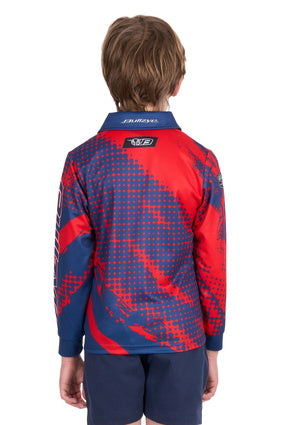Bullzye Boys Long Sleeve Polo - Red/Blue [Siz:4]