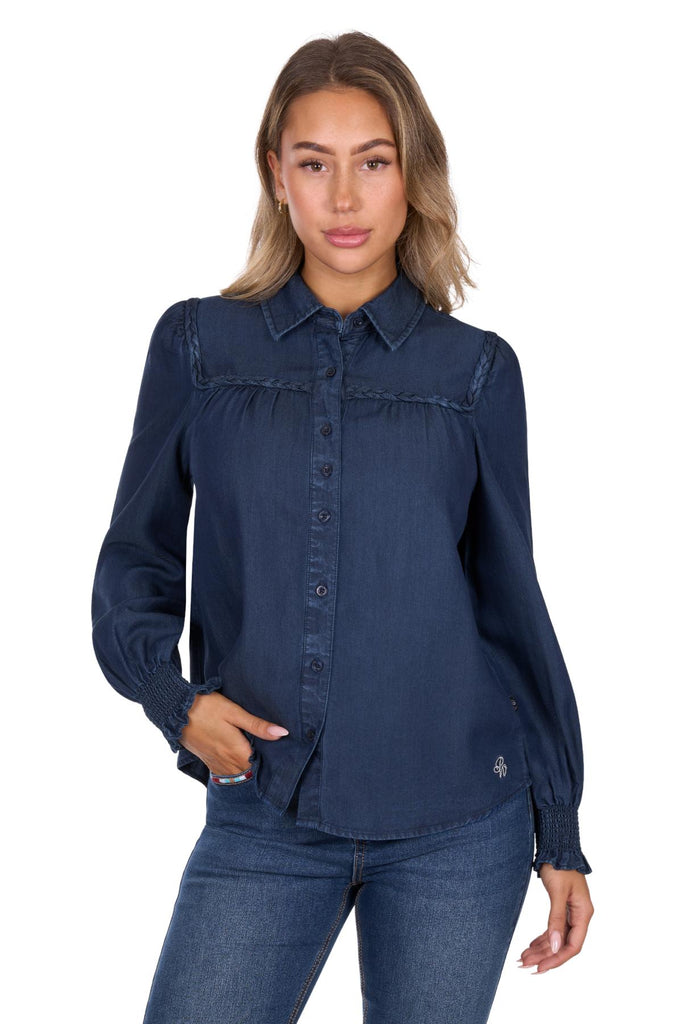 Pure Western Women’s Daniela Long Sleeve Blouse - Blue [Siz:8]