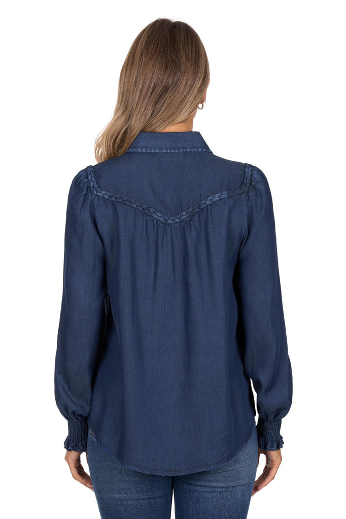 Pure Western Women’s Daniela Long Sleeve Blouse - Blue [Siz:8]