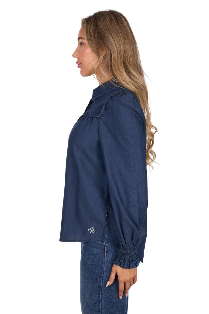 Pure Western Women’s Daniela Long Sleeve Blouse - Blue [Siz:8]