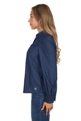 Pure Western Women’s Daniela Long Sleeve Blouse - Blue [Siz:8]