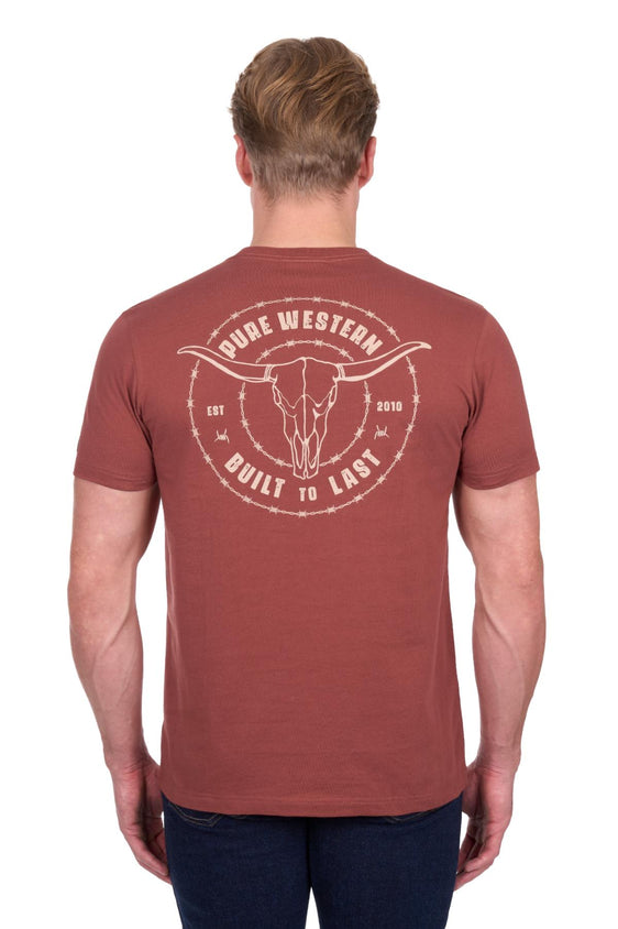Pure Western Men’s Walker Short Sleeve Tee - Rust [Siz:S]