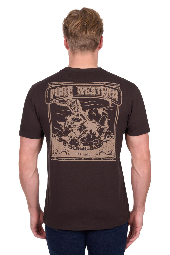 Pure Western Men’s Rodeo Short Sleeve Tee - Chocolate [Siz:S]