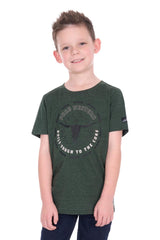 Pure Western Boy’s Oscar Short Sleeve Tee - Green Marle [Siz:4]