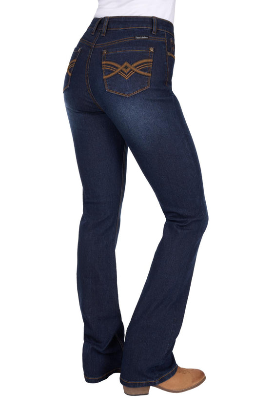 Pure Western Women’s Nova High Rise Boot Cut Jean 34” Leg - Dark Ink [Siz:6]