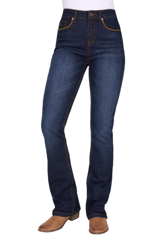Pure Western Women’s Nova High Rise Boot Cut Jean 34” Leg - Dark Ink [Siz:6]
