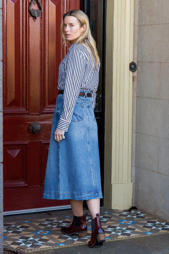 Thomas Cook Women's Nova Denim Skirt - Light Wash [Siz:8]
