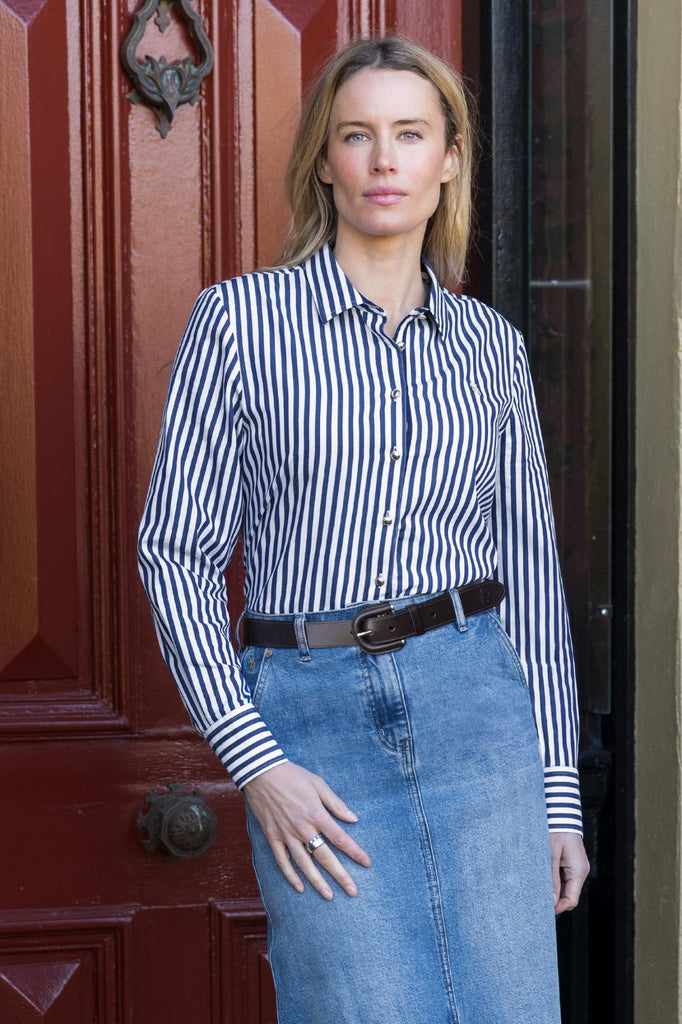 Thomas Cook Women's Celine Long Sleeve Shirt - Navy/White [Siz:8]