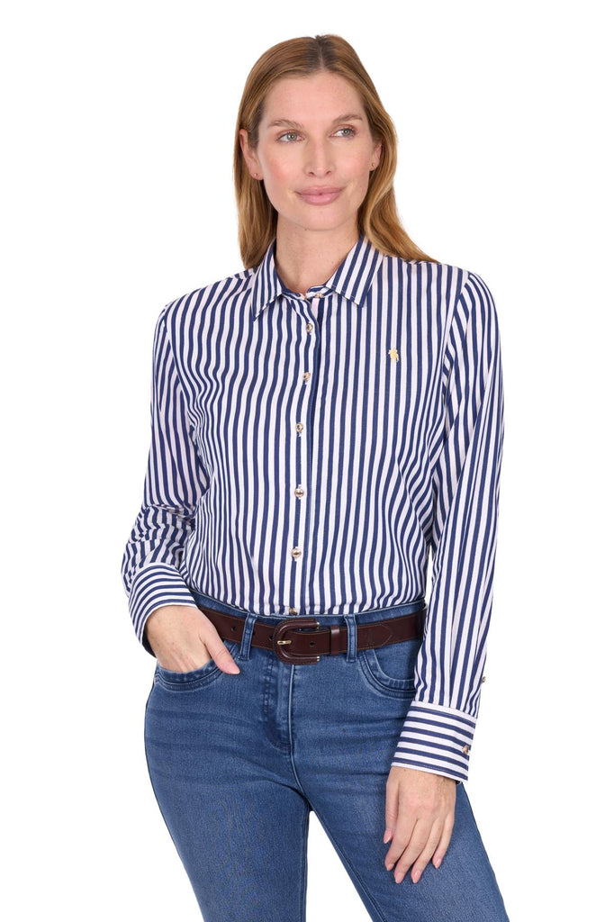 Thomas Cook Women's Celine Long Sleeve Shirt - Navy/White [Siz:8]