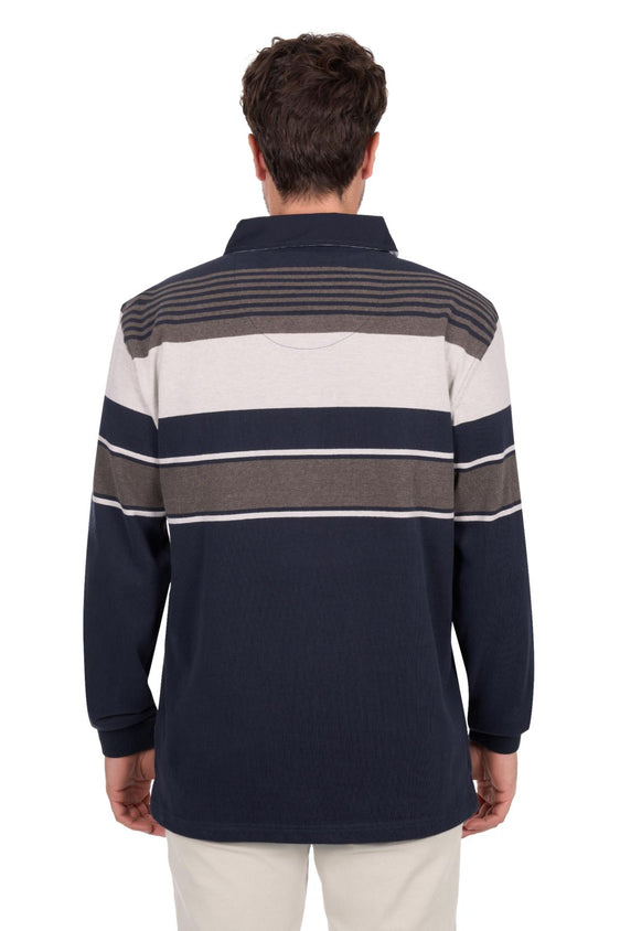 Thomas Cook Men’s Bryan Stripe Rugby - Navy/Dark Tan [Siz:S]