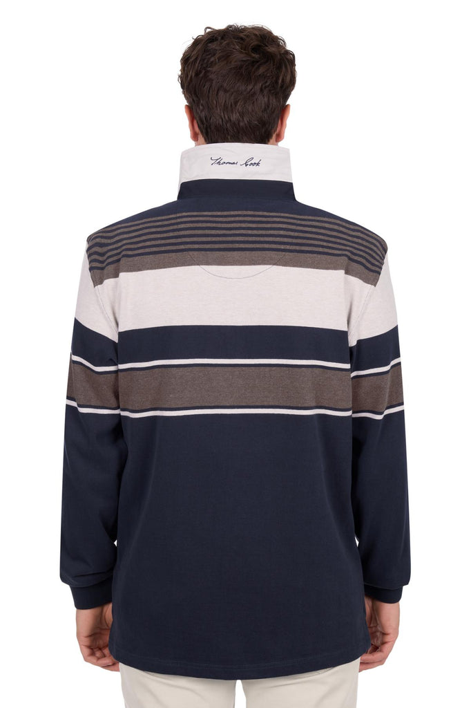 Thomas Cook Men’s Bryan Stripe Rugby - Navy/Dark Tan [Siz:S]