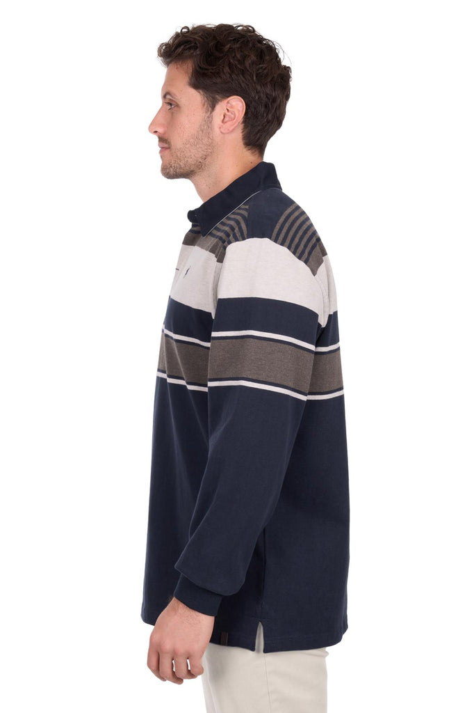 Thomas Cook Men’s Bryan Stripe Rugby - Navy/Dark Tan [Siz:S]