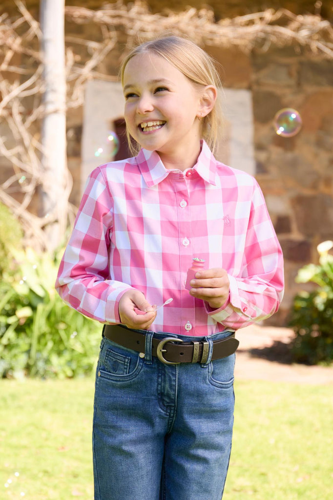 Thomas Cook Girl's Tamara Long Sleeve Shirt - Pink/White [Siz:4]