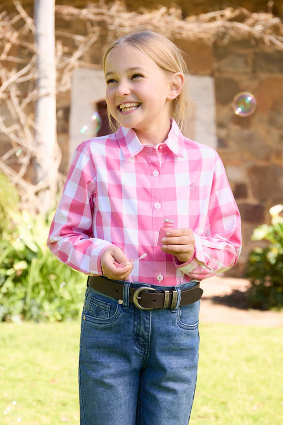 Thomas Cook Girl's Tamara Long Sleeve Shirt - Pink/White [Siz:4]