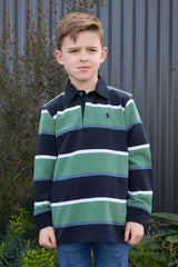 Thomas Cook Boy's Douglas Stripe Rugby - Navy/Sage [Siz:4]