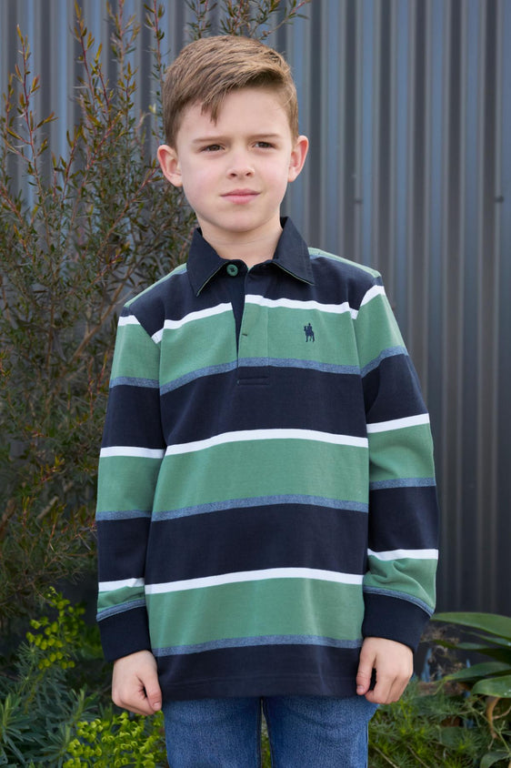 Thomas Cook Boy's Douglas Stripe Rugby - Navy/Sage [Siz:4]