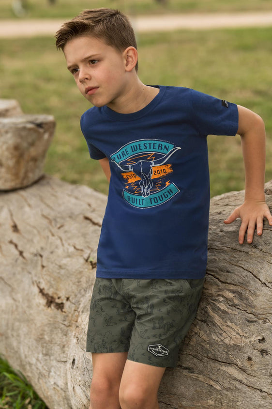 Pure Western Boy's Jimmy Boardshort - Green [Siz:4]