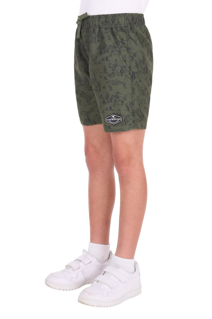 Pure Western Boy's Jimmy Boardshort - Green [Siz:4]