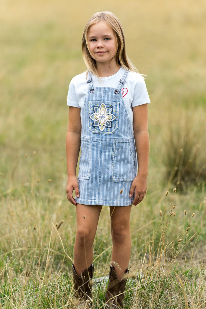 Pure Western Girls FREYA Pinafore Dress - Chambray [Siz:4]