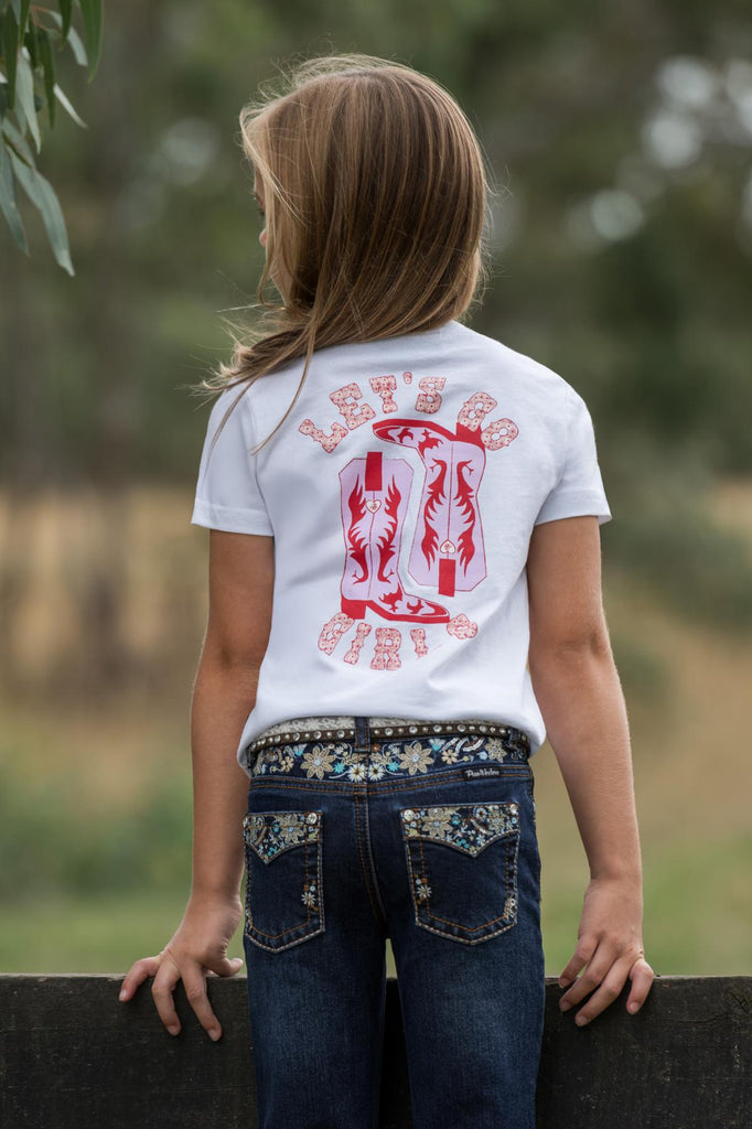 Pure Western Girls AMELIA Tee - White [Siz:4]