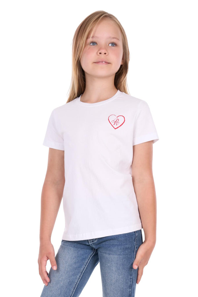 Pure Western Girls AMELIA Tee - White [Siz:4]
