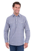 Hard Slog Mens Brooks 1/2 Plkt LS Shirt - Blue/White [Siz:S]