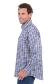 Hard Slog Mens Brooks 1/2 Plkt LS Shirt - Blue/White [Siz:S]