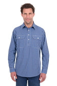 Hard Slog Mens Wyatt 1/2 Plkt LS Shirt - Blue [Siz:S]