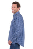 Hard Slog Mens Wyatt 1/2 Plkt LS Shirt - Blue [Siz:S]