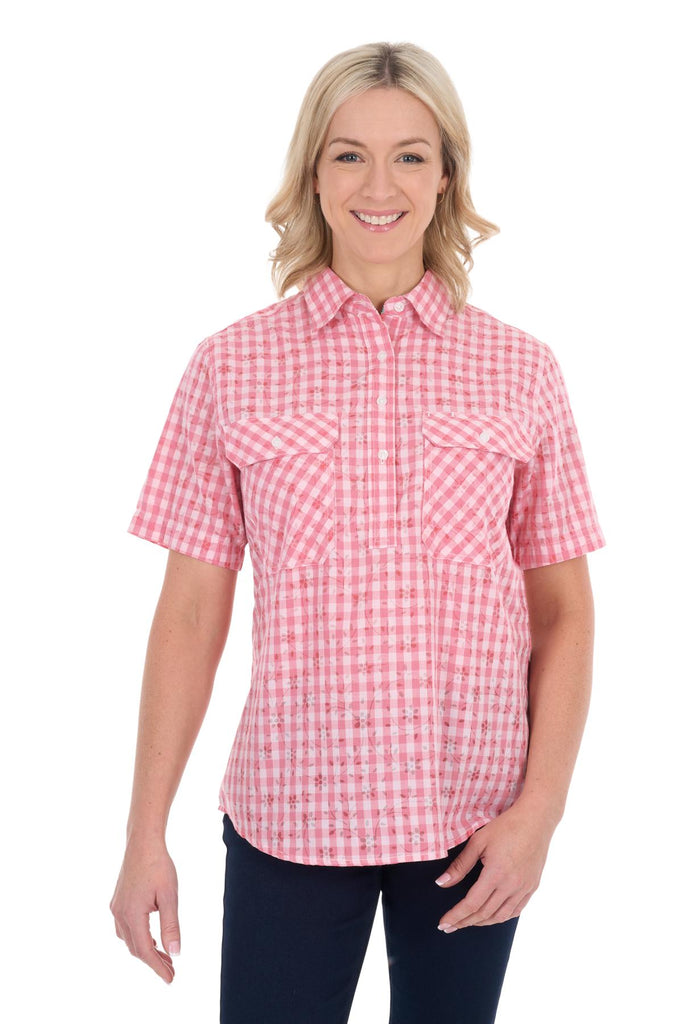 Hard Slog Womens Raquel 1/2 PLKT SS Shirt - Rose Pink [Siz:8]