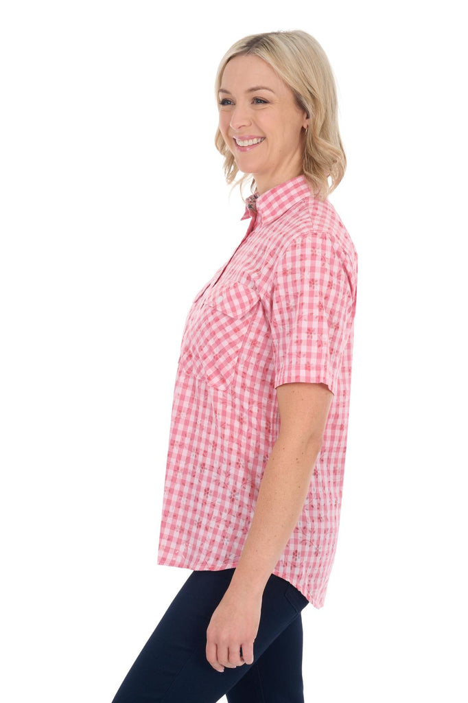 Hard Slog Womens Raquel 1/2 PLKT SS Shirt - Rose Pink [Siz:8]