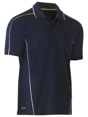 Bisley Mens Cool Mesh S/S Polo with Reflective Piping [Col:Navy Siz:S]