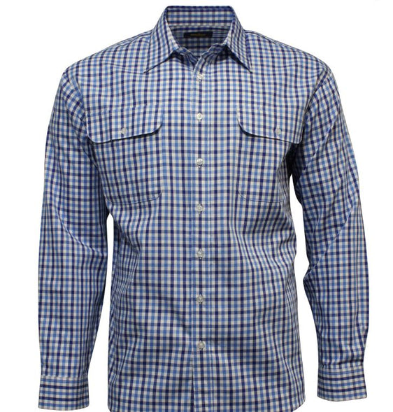 Bisley Countryman Cotton Long Sleeve Shirt [Col:Royal/Blue/White Siz:S]