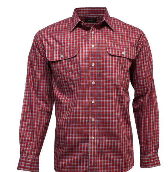 Bisley Countryman Cotton Long Sleeve Shirt [Col:Red Siz:S]