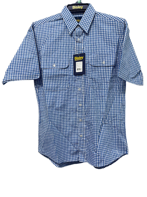 Bisley Mens Countryman Short Sleeve Shirt - Light Blue [Siz:S]