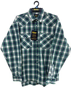 Bisley Mens L/S Shirt - Check Green [Siz:M]