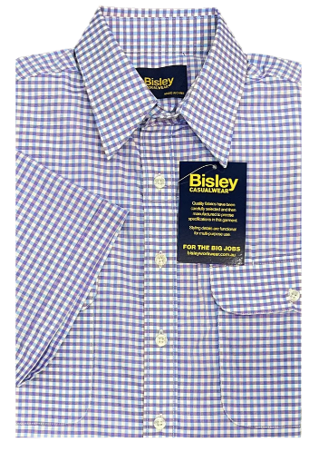 Bisley Mens L/S Shirt - Check Light Blue/Purple [Siz:2XL]