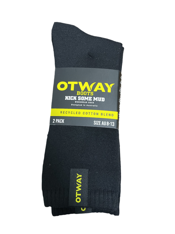 Otway Work Socks 2 Pack - Black [Siz:8-13]