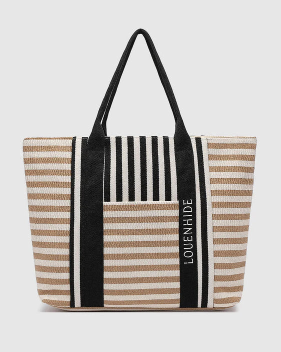 Louenhide Sorrento Canvas Beach Bag [Col:Taupe Black Stripe]