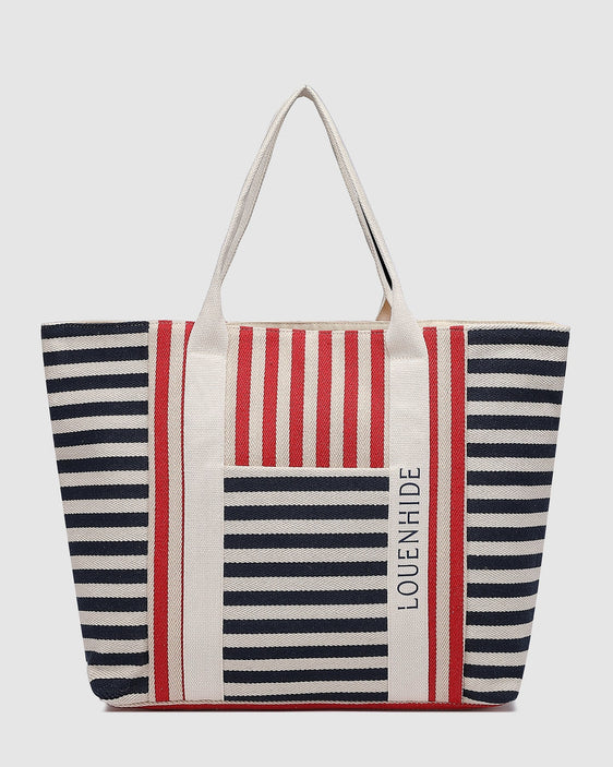 Louenhide Sorrento Canvas Beach Bag [Col:Taupe Black Stripe]